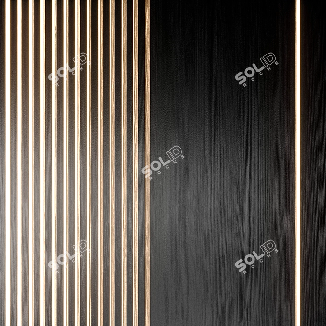 Modern Slatted Wall Panel 3500x2200mm 3D model image 2