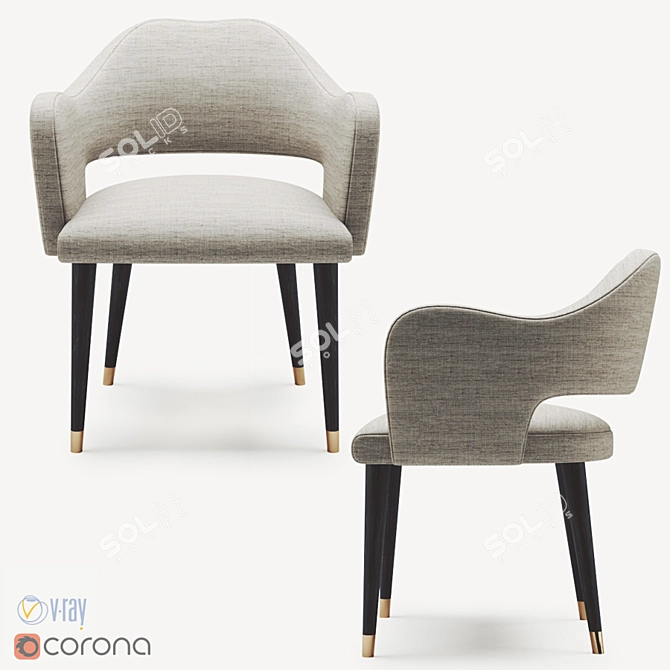 Elegant Ulivi Ines Chair: 3D Model 3D model image 2