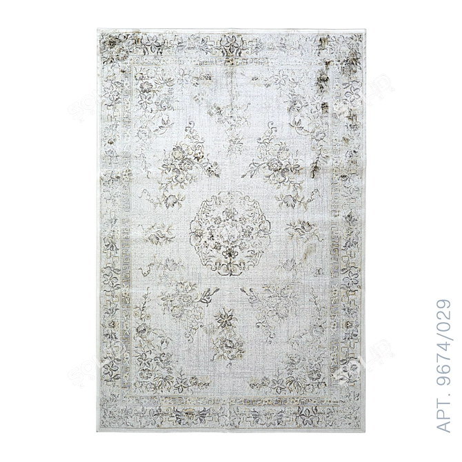 Vintage Style Floral Print Carpets 3D model image 4