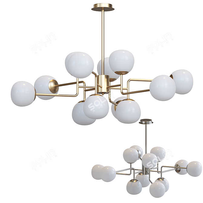 Sleek Glass Pendant Chandelier 3D model image 1