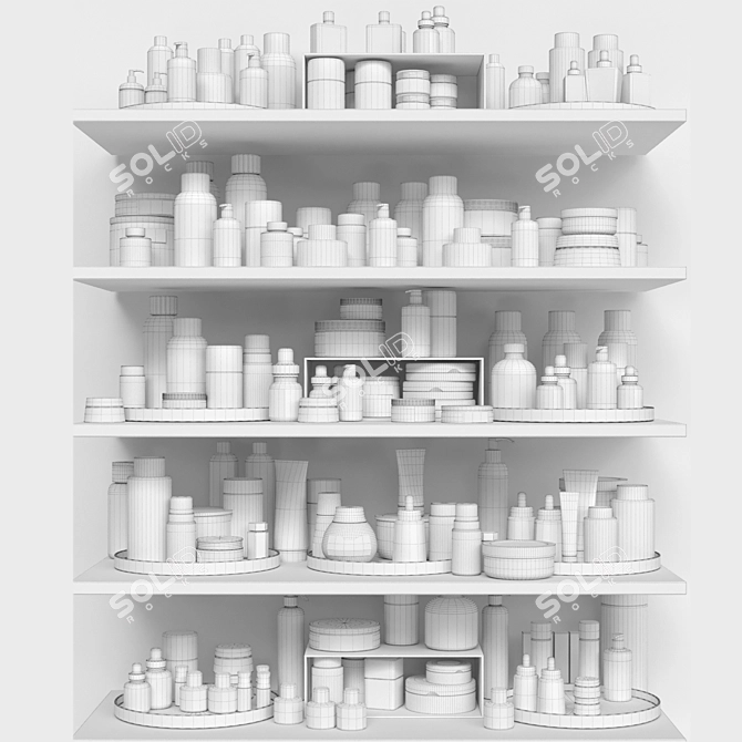 Title: Luxury Beauty Shelf: Cosmetics, Creams, Perfumes 3D model image 2