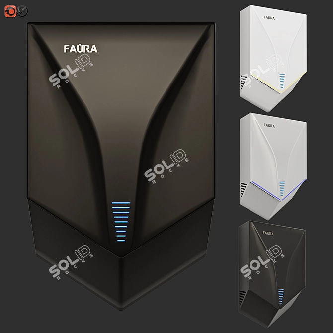 FAURA FHD-1000G Hand Dryer: Fast & Efficient 3D model image 1