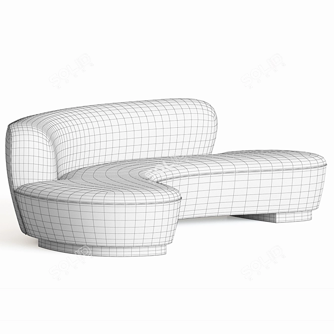 Elegant Freeform Curved Sofa 3D model image 4