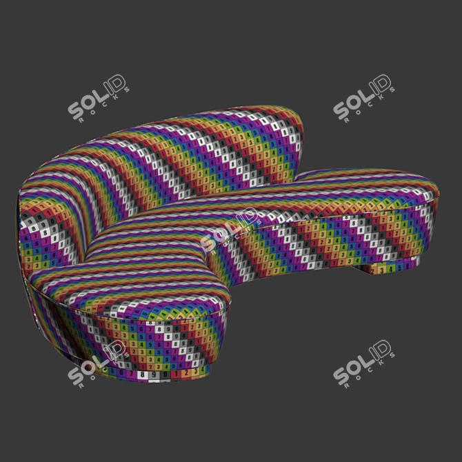 Elegant Freeform Curved Sofa 3D model image 5