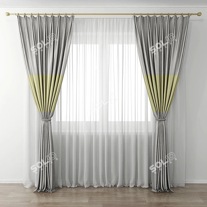 Elegant Drapery Curtain 3D model image 1