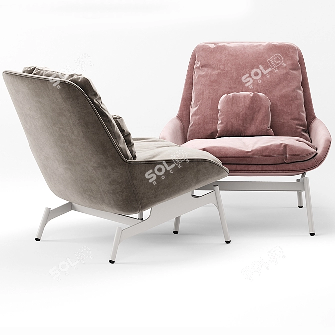 Luxury Leather Lounge Chair 3D model image 3