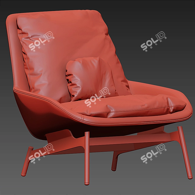 Luxury Leather Lounge Chair 3D model image 4
