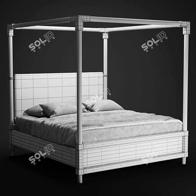 Elegant Acrylic Canopy Bed 3D model image 3