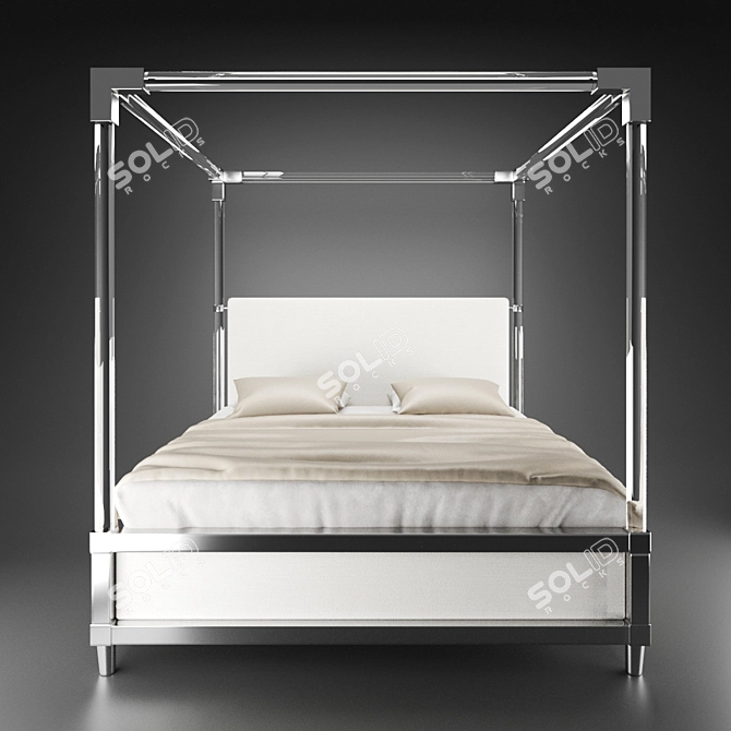 Elegant Acrylic Canopy Bed 3D model image 5