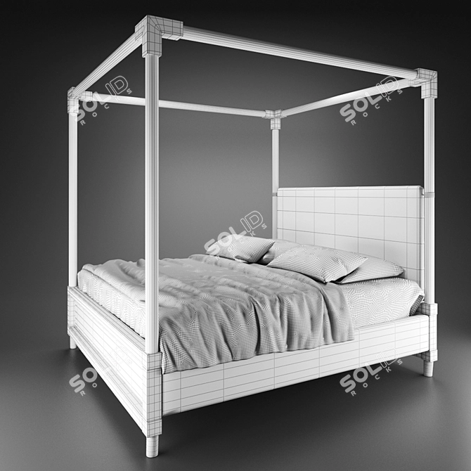 Elegant Acrylic Canopy Bed 3D model image 6