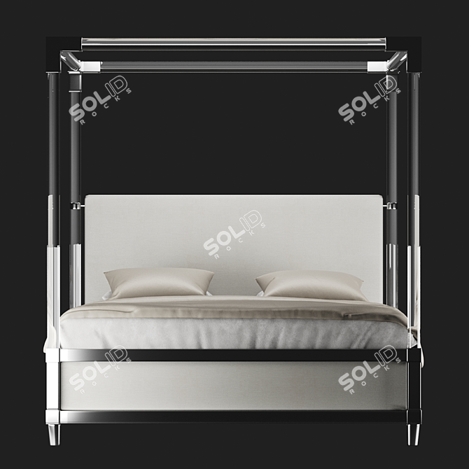 Elegant Acrylic Canopy Bed 3D model image 8