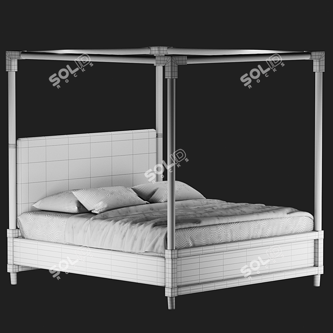 Elegant Acrylic Canopy Bed 3D model image 9