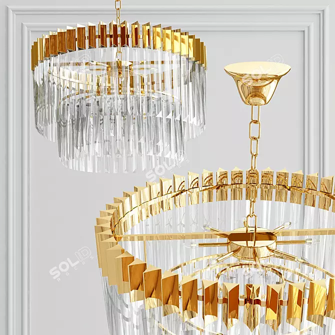 Golden Glass Pendant Light: Odeon Moria 3D model image 1