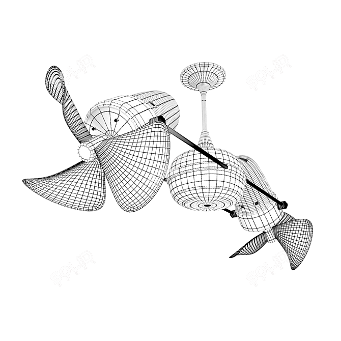 Retro-Inspired Ceiling Fan 3D model image 3