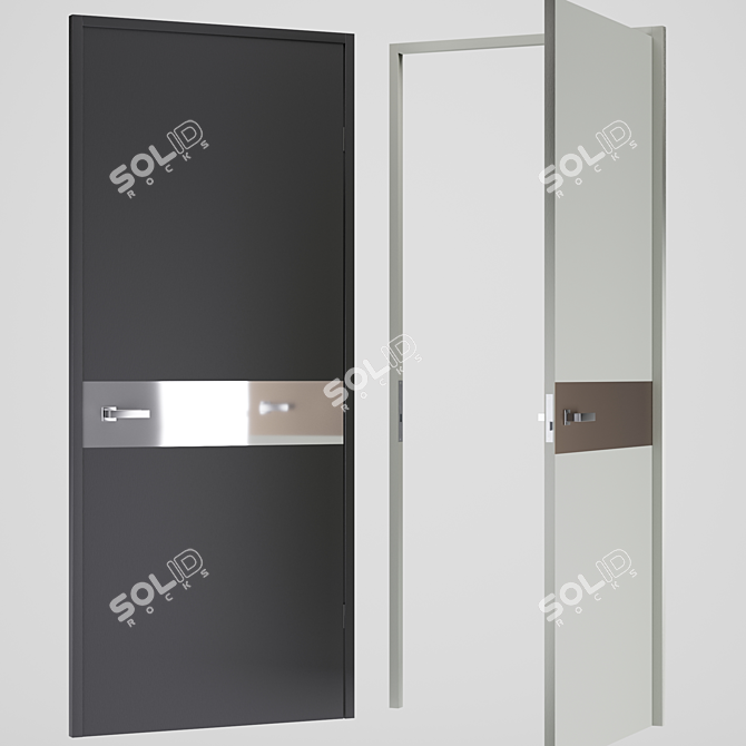 Modern Wooden Door with Aluminum Insert - PLATO PL-03 3D model image 1