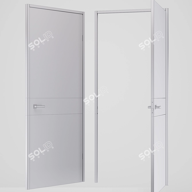 Modern Wooden Door with Aluminum Insert - PLATO PL-03 3D model image 6