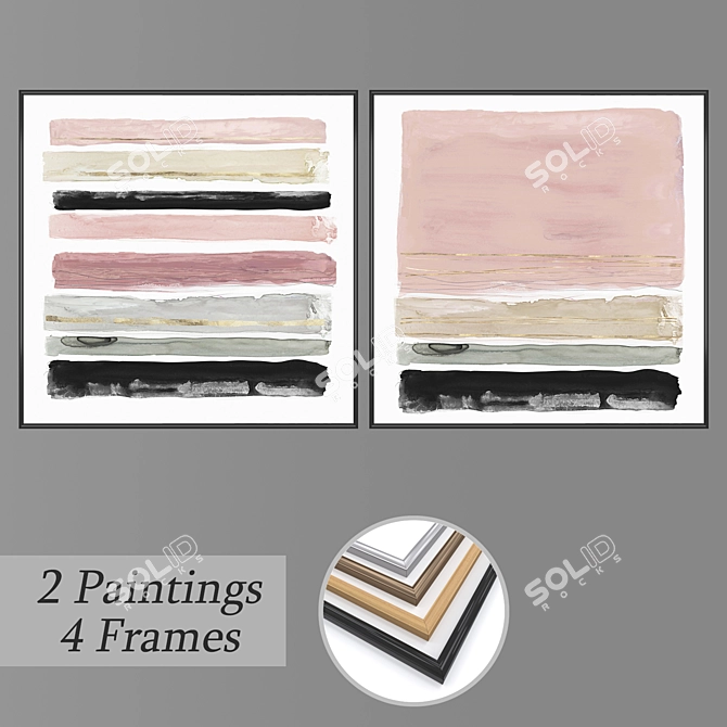 Modern Wall Art Set with Multiple Frames 3D model image 1