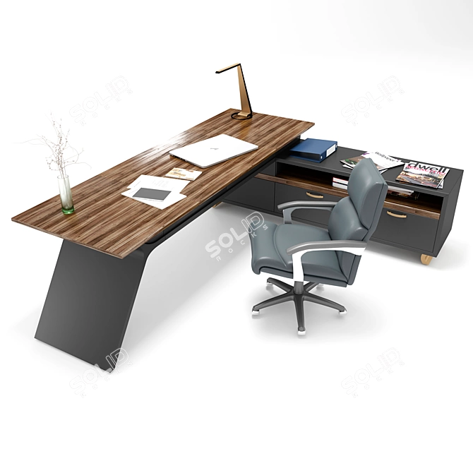 Modern Office Table Set 3D model image 3