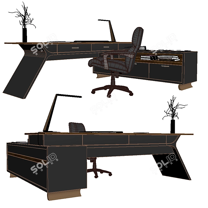 Modern Office Table Set 3D model image 4