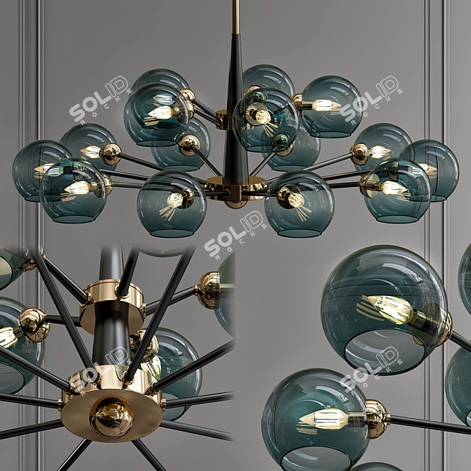 Elegant Blue Glass Chandelier 3D model image 1