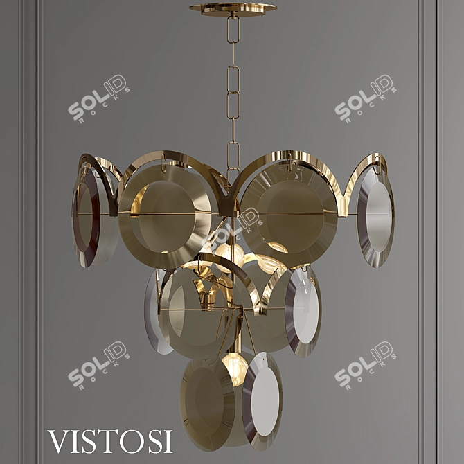 1960s Vistosi Smoked Glass Chandelier 3D model image 1