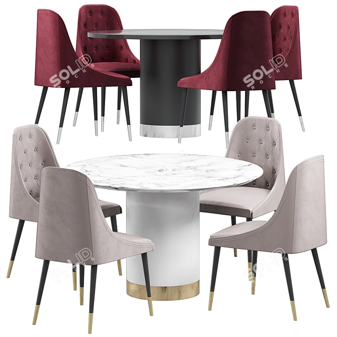 Beedle Chair & Ontario Dining Table  Modern Style Furniture Set 3D model image 1