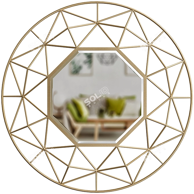 Gold Wire Octagon Mirror 3D model image 1