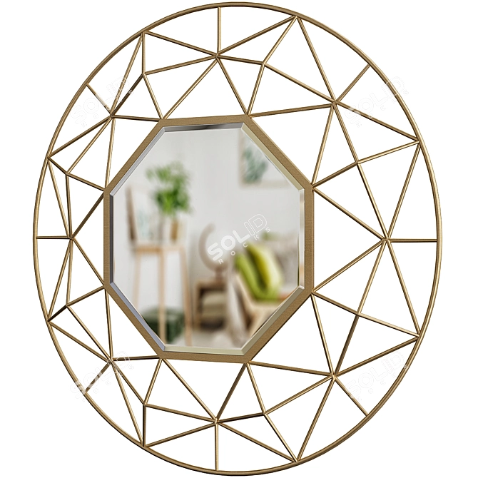Gold Wire Octagon Mirror 3D model image 2
