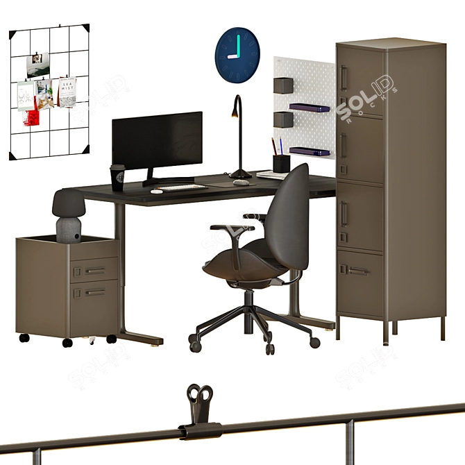 Sleek BEKANT Corner Desk Set 3D model image 1
