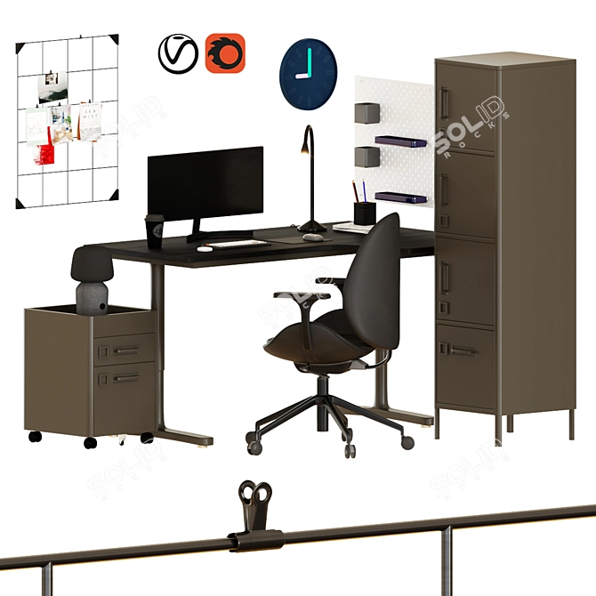Sleek BEKANT Corner Desk Set 3D model image 6
