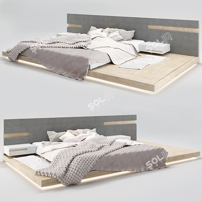 Sleek & Stylish Modern Bed 3D model image 1