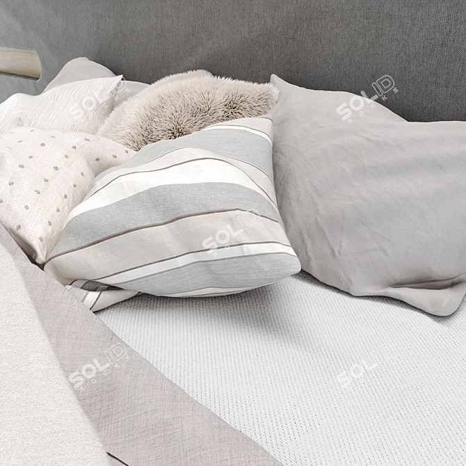 Sleek & Stylish Modern Bed 3D model image 3