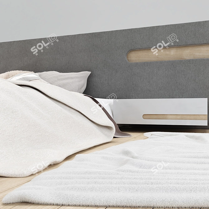 Sleek & Stylish Modern Bed 3D model image 4