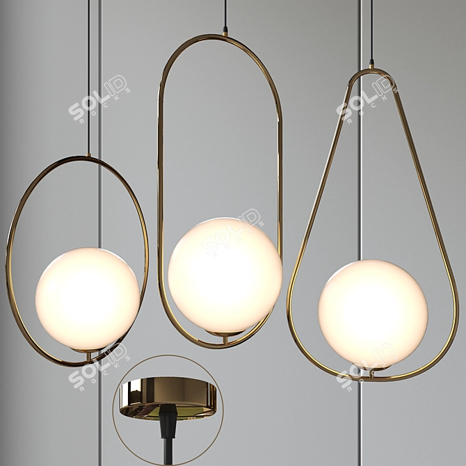 Elegant Gold Pendant Lamp 3D model image 4