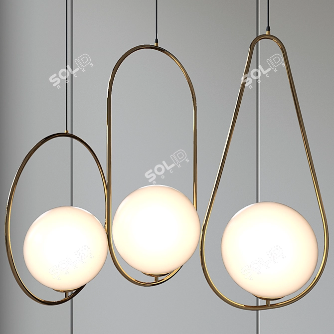 Elegant Gold Pendant Lamp 3D model image 6