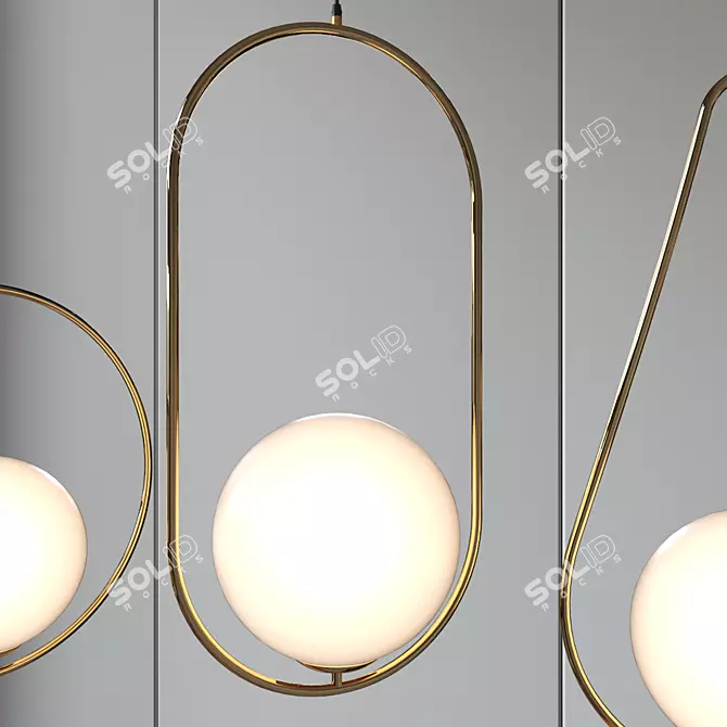 Elegant Gold Pendant Lamp 3D model image 1