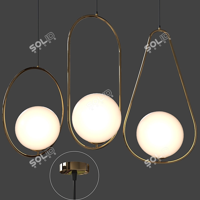 Elegant Gold Pendant Lamp 3D model image 3