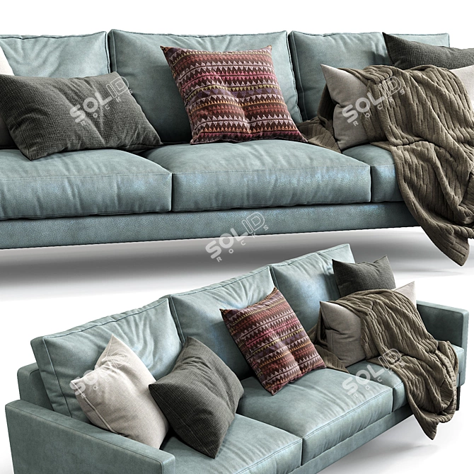 LUCA Leather Sofa: Modern Comfort and Style 3D model image 3