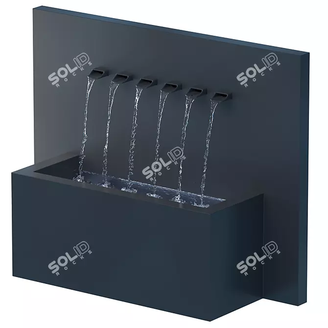 Sleek Metal Wall Fountain 3D model image 1