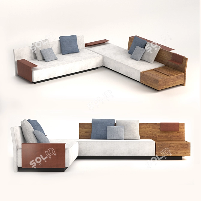 Modern Wood-backed Sofa+ in Fabric 3D model image 5