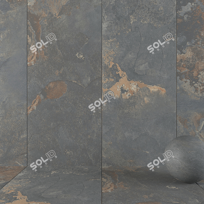 Rustic Stone Wall Tiles: Kayah Collection 3D model image 1