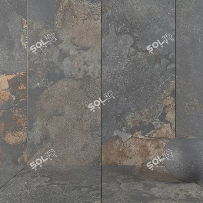 Kayah Rust Stone Wall Tiles - Set of 3 3D model image 1