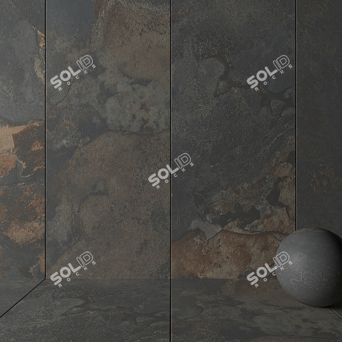 Kayah Rust Stone Wall Tiles - Set of 3 3D model image 2