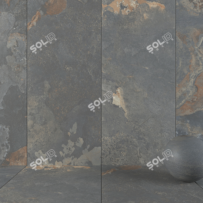 Elegant Kayah Rust Stone Tiles 3D model image 1