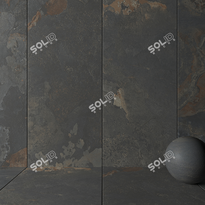 Elegant Kayah Rust Stone Tiles 3D model image 2