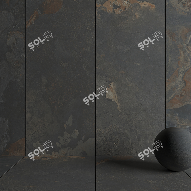 Elegant Kayah Rust Stone Tiles 3D model image 3