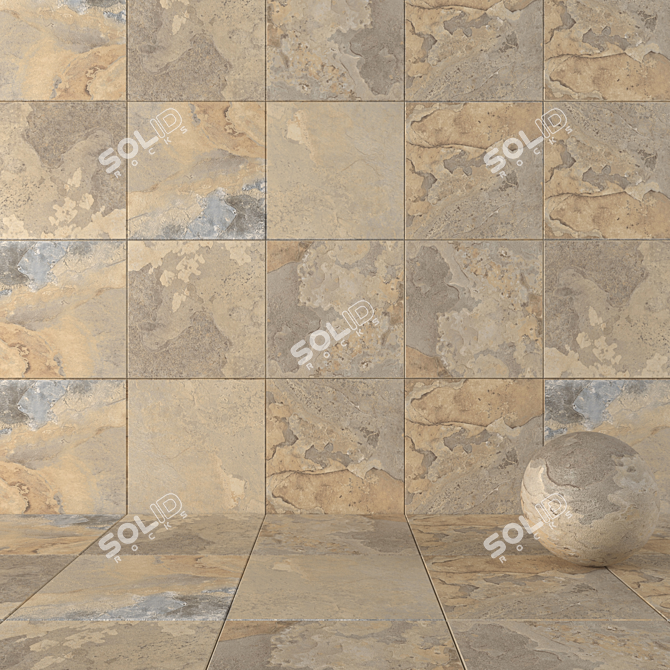 Autumn Stone Wall Tiles: Kayah Collection 3D model image 2