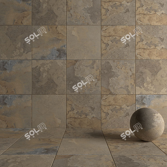 Autumn Stone Wall Tiles: Kayah Collection 3D model image 5