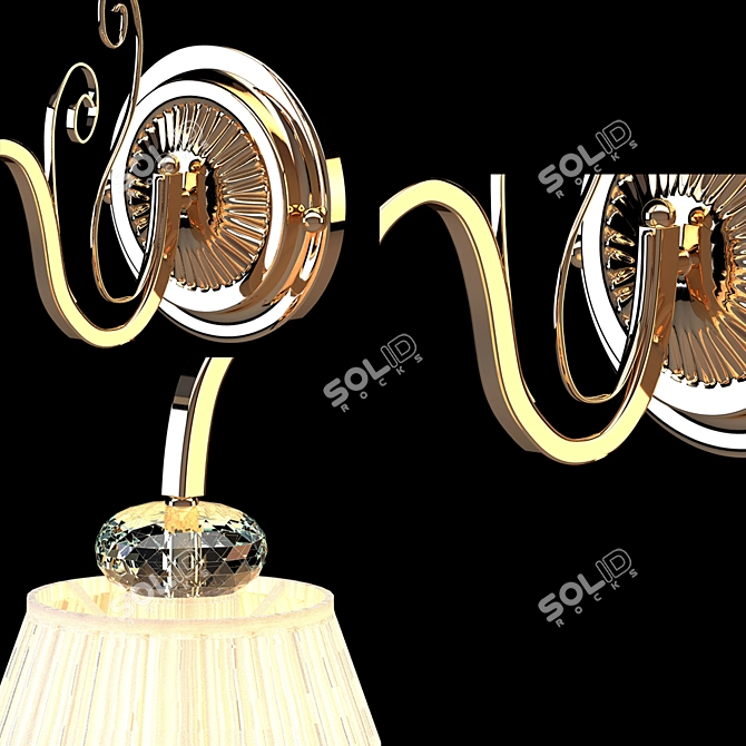 Vintage Gold Crystal Wall Lamp 3D model image 2