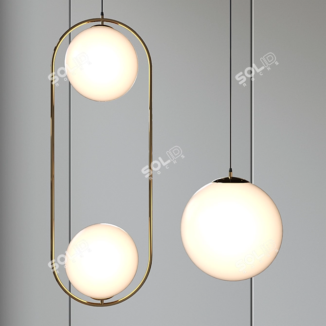 Golden Metal Pendant Lamp 3D model image 3